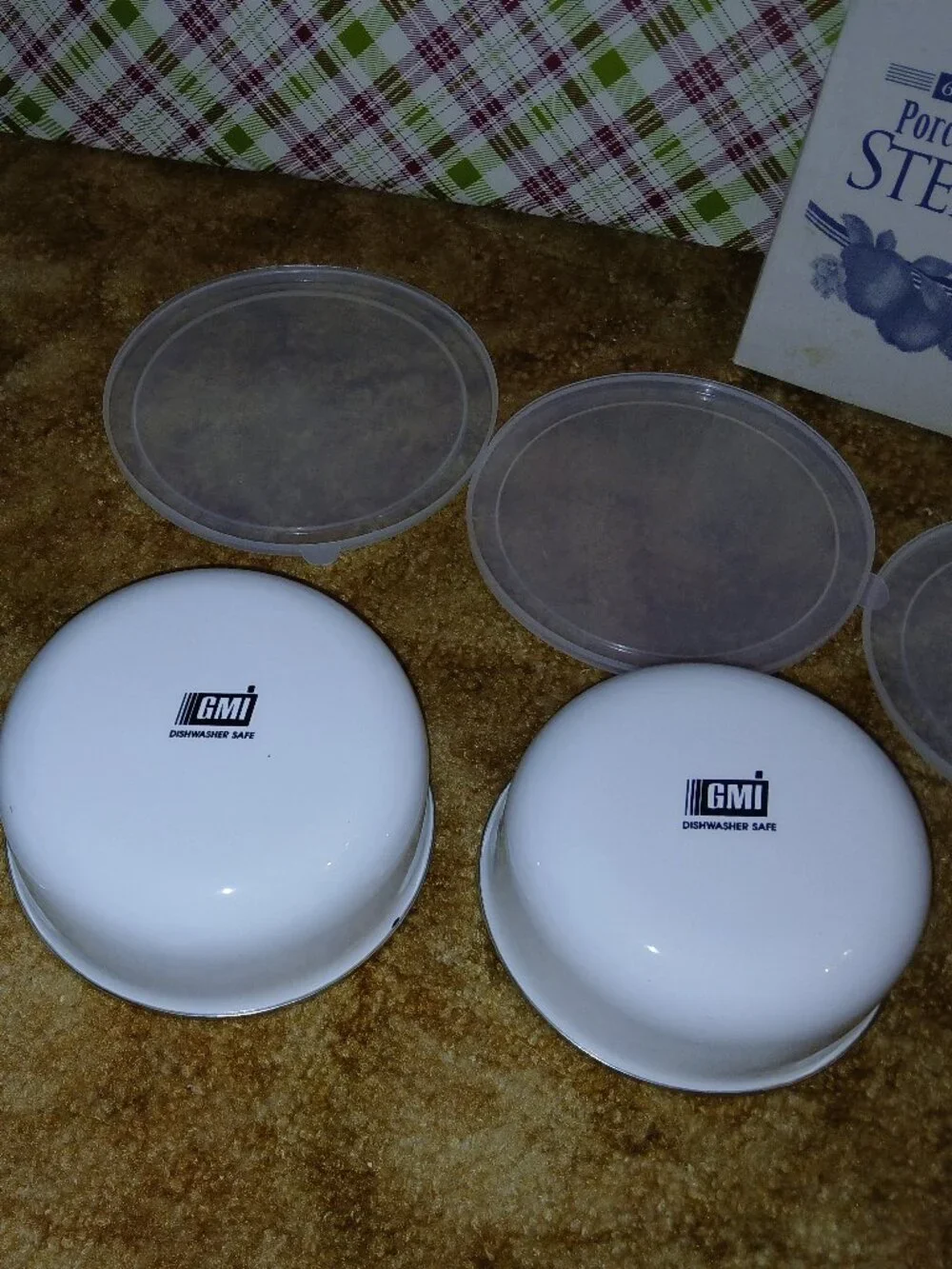 NWT Vintage GMI Orchid Flower Porcelain on Steel Nesting Bowls 6 Piece Set